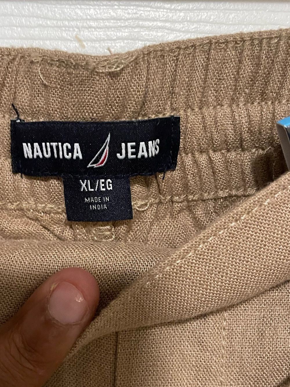 New Nautica Drawstring Chinos in Khaki linen blend pants wide leg - Picture 6 of 9